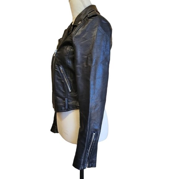 BLACK Faux Leather Moto Jacket Women's Size Small - Picture 3 of 16